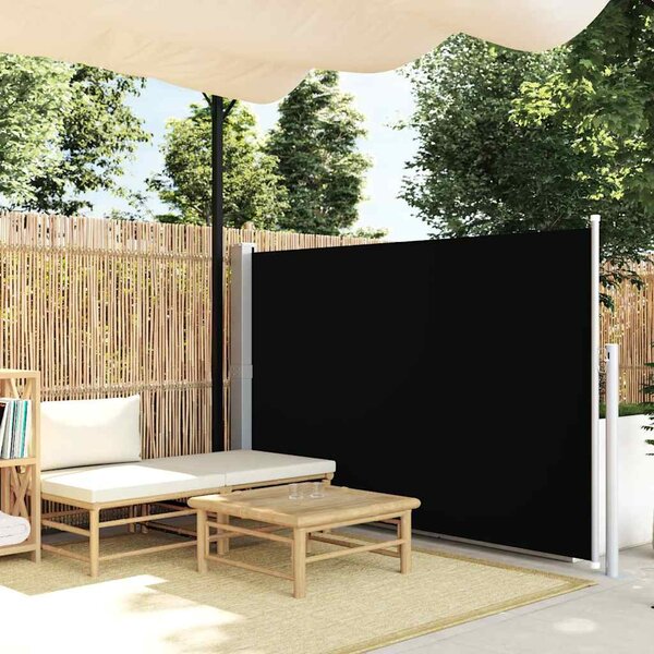 Fekete behúzható oldalsó napellenző 140 x 300 cm