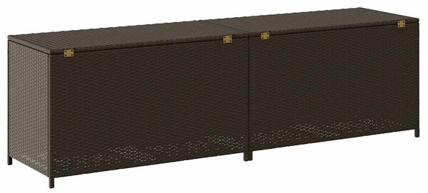Barna polyrattan kerti tárolóláda 200 x 50 x 60 cm
