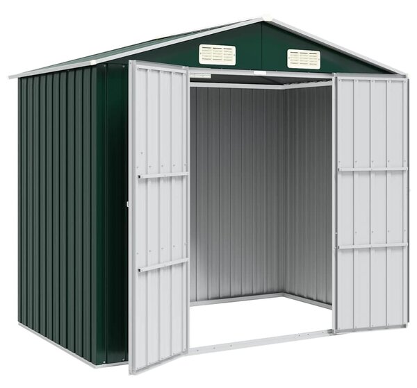 Zöld horganyzott acél kerti fészer 205 x 129 x 183 cm