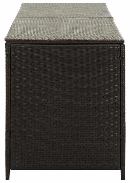 Barna polyrattan kerti tárolóláda 200 x 50 x 60 cm