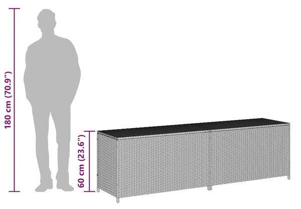 Barna polyrattan kerti tárolóláda 200 x 50 x 60 cm