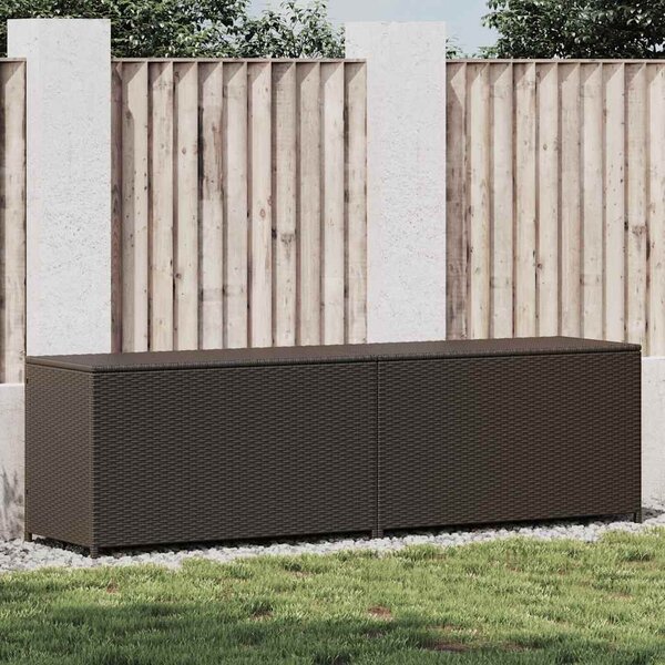 Barna polyrattan kerti tárolóláda 200 x 50 x 60 cm