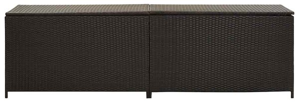 Barna polyrattan kerti tárolóláda 200 x 50 x 60 cm