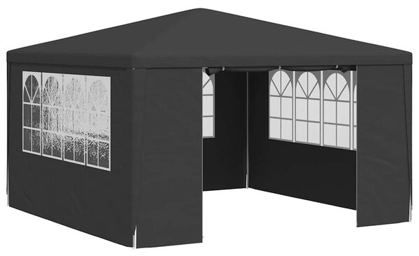 Antracitszürke rendezvénysátor oldalfalakkal 4 x 4 m 90 g/m²