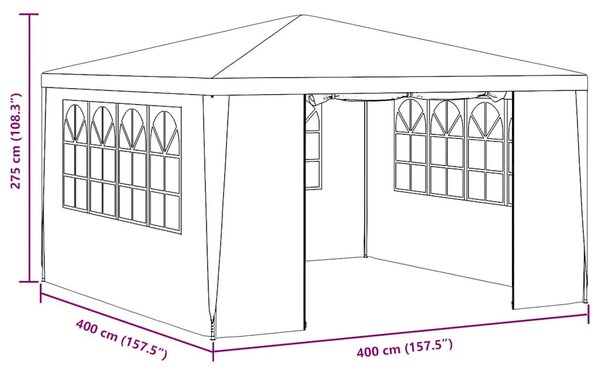 Antracitszürke rendezvénysátor oldalfalakkal 4 x 4 m 90 g/m²