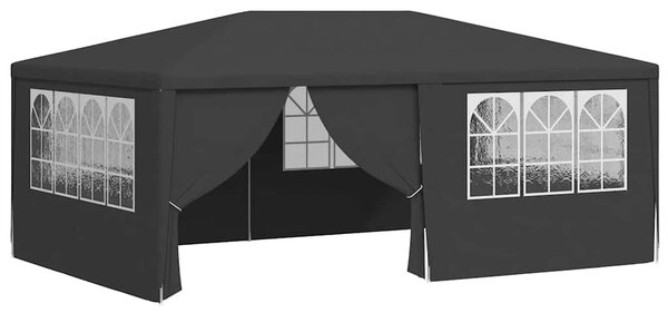 Antracitszürke rendezvénysátor oldalfalakkal 4 x 6 m 90 g/m²