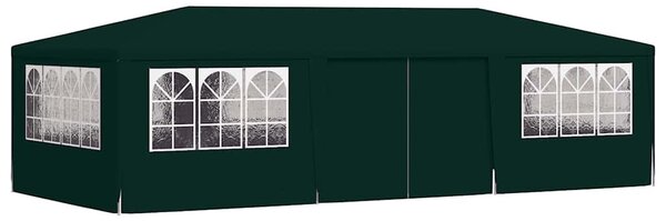 Zöld rendezvénysátor oldalfalakkal 4 x 9 m 90 g/m²
