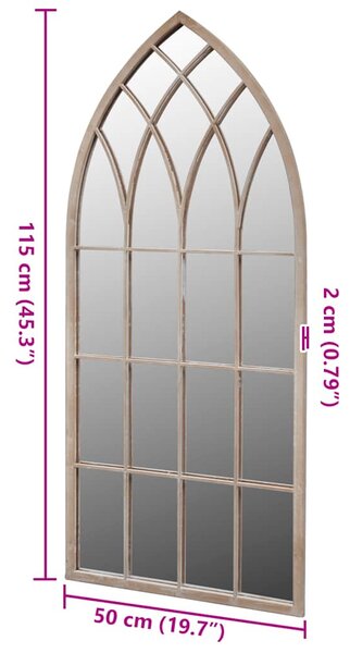 Gótikus íves kerti tükör kültéri/beltéri használatra 50x115cm