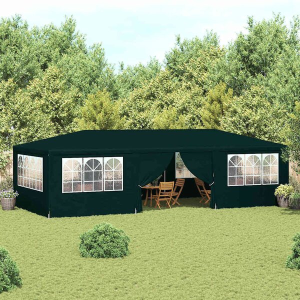 Zöld rendezvénysátor oldalfalakkal 4 x 9 m 90 g/m²