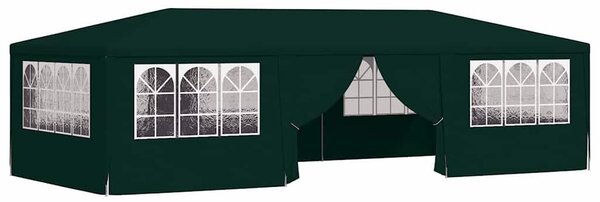 Zöld rendezvénysátor oldalfalakkal 4 x 9 m 90 g/m²