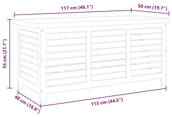Tömör eukaliptuszfa kerti tárolóláda 117 x 50 x 55 cm