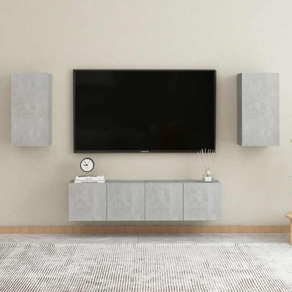 Betonszürke szerelt fa TV-szekrény 30,5 x 30 x 60 cm