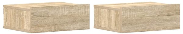 2 db sonoma tölgy szerelt fa függő éjjeliszekrény 40x30x15 cm