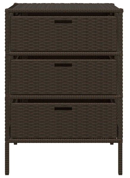 Barna polyrattan kerti tárolószekrény 55 x 59 x 80 cm