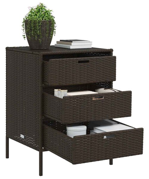 Barna polyrattan kerti tárolószekrény 55 x 59 x 80 cm