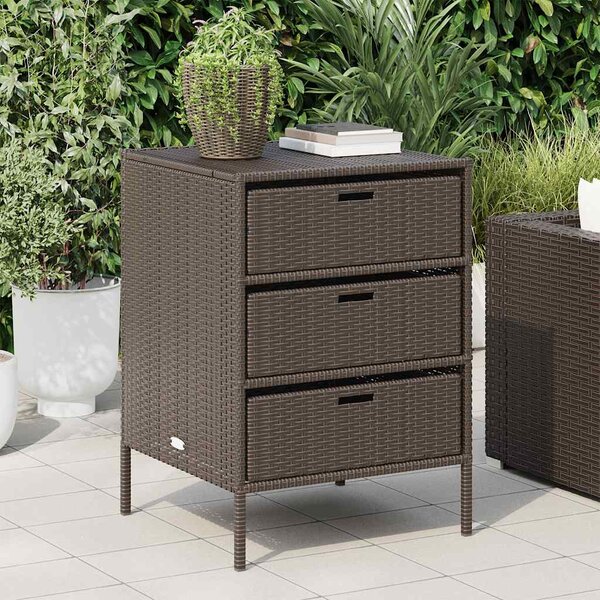 Barna polyrattan kerti tárolószekrény 55 x 59 x 80 cm