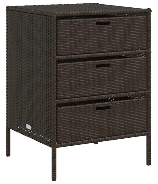 Barna polyrattan kerti tárolószekrény 55 x 59 x 80 cm