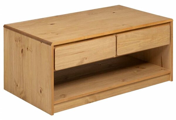 SAUDA tölgyszínű tömör fenyőfa dohányzóasztal 99 x 55 x 45 cm