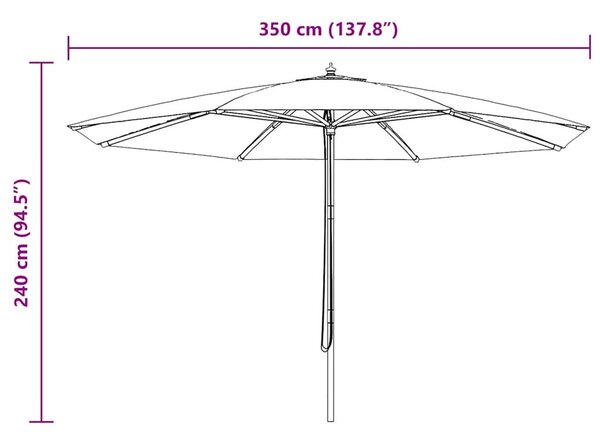 Homokfehér kültéri napernyő farúddal 350 cm