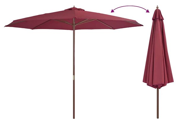 Burgundi vörös kültéri napernyő farúddal 350 cm