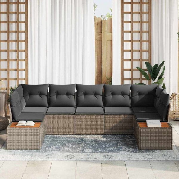 Kerti Kanapé Szett párnával tárolóval 7 pcs Szürke Polyrattan