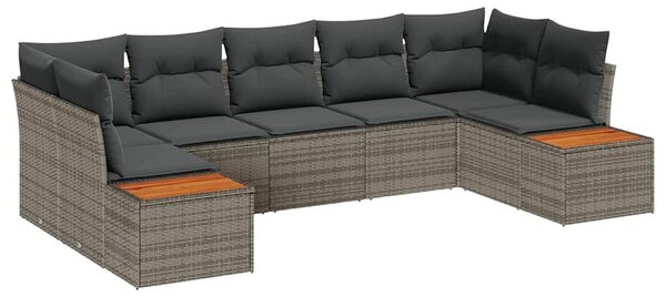 Kerti Kanapé Szett párnával tárolóval 7 pcs Szürke Polyrattan