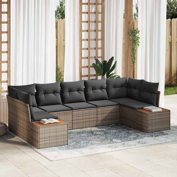 Kerti Kanapé Szett párnával tárolóval 7 pcs Szürke Polyrattan