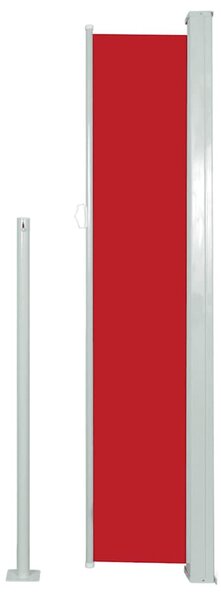 Piros behúzható oldalsó teraszi napellenző 117x514 cm