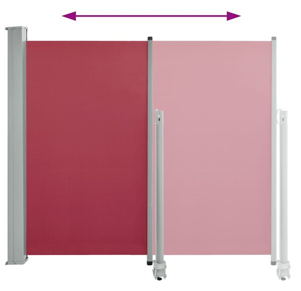 Piros behúzható oldalsó teraszi napellenző 120 x 300 cm