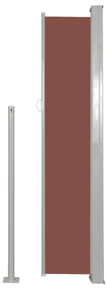 Barna behúzható oldalsó teraszi napellenző 100 x 500 cm