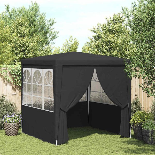 Antracitszürke rendezvénysátor oldalfalakkal 2,5x2,5 m 90 g/m²