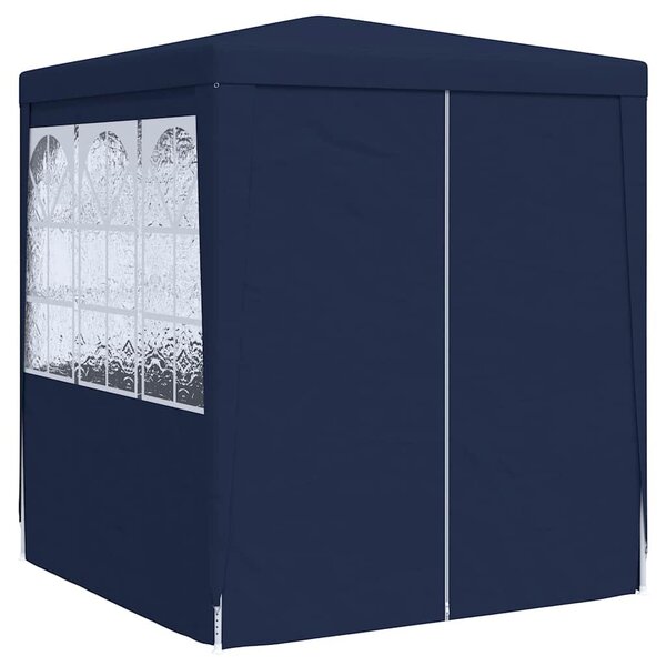 Kék rendezvénysátor oldalfalakkal 2,5 x 2,5 m 90 g/m²