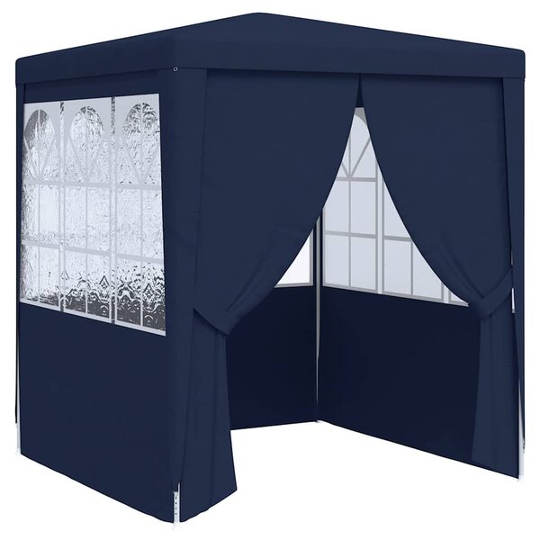 Kék rendezvénysátor oldalfalakkal 2,5 x 2,5 m 90 g/m²