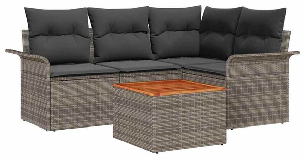 Kerti Kanapé Szett tárolóval 5 pcs Szürke polirattan