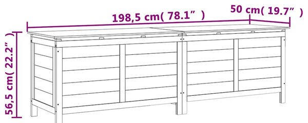 Antracit tömör fenyőfa kerti tárolóláda 198,5 x 50 x 56,5 cm