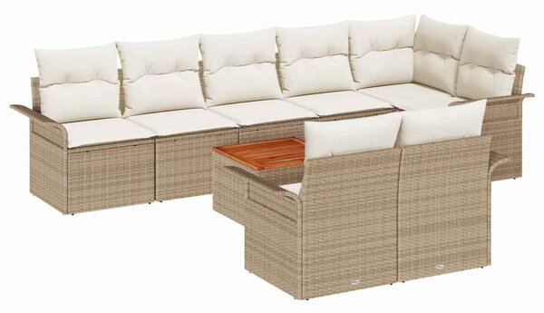 Kerti Kanapé Szett tárolóval 9 pcs Beige és krém polirattan