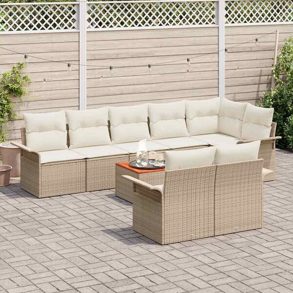 Kerti Kanapé Szett tárolóval 9 pcs Beige és krém polirattan