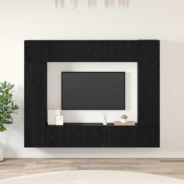 TV szekrény garnitúra 8 pcs Fekete tölgy Faanyag