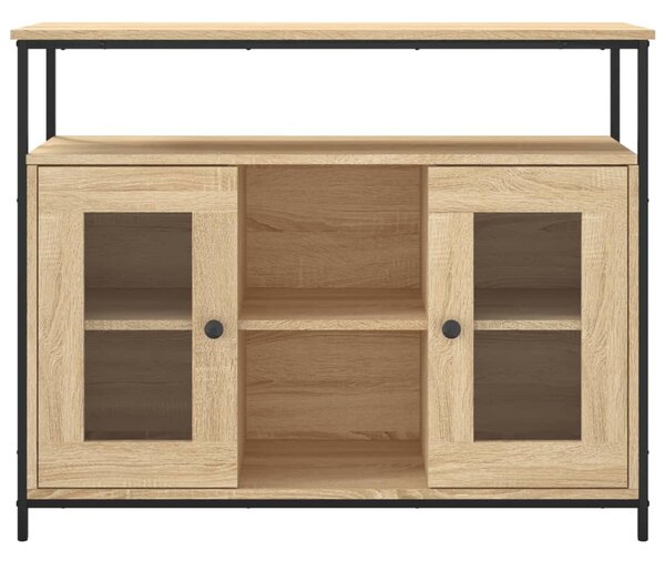 Sonoma tölgy színű szerelt fa tálalószekrény 100 x 35 x 80 cm