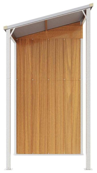 Világosbarna fészer meghosszabbított tetővel 277x107x181 cm