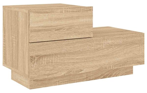 Sonoma tölgy színű éjjeliszekrény LED-ekkel 70 x 36 x 40,5 cm