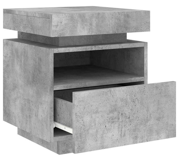 2 db betonszürke éjjeliszekrény LED-fényekkel 40x39x48,5 cm