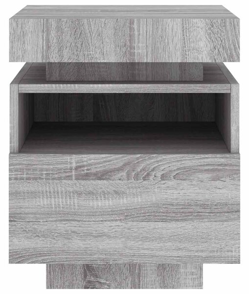 Szürke sonoma éjjeliszekrény LED-világítással 40 x 39 x 48,5 cm