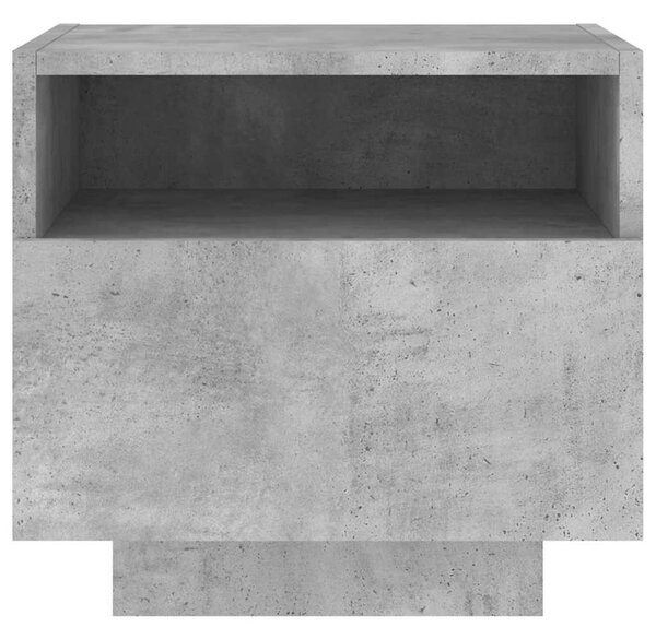 Betonszürke éjjeliszekrény LED-világítással 40 x 39 x 37 cm