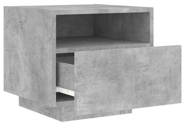 Betonszürke éjjeliszekrény LED-világítással 40 x 39 x 37 cm