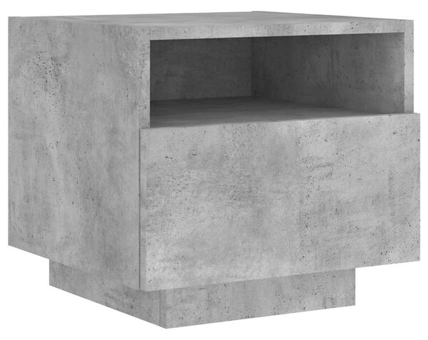 Betonszürke éjjeliszekrény LED-világítással 40 x 39 x 37 cm
