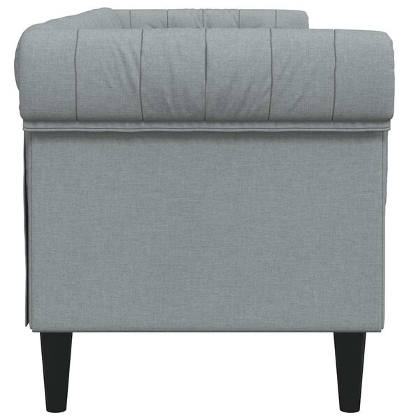 Világosszürke 3 személyes szövet Chesterfield kanapé