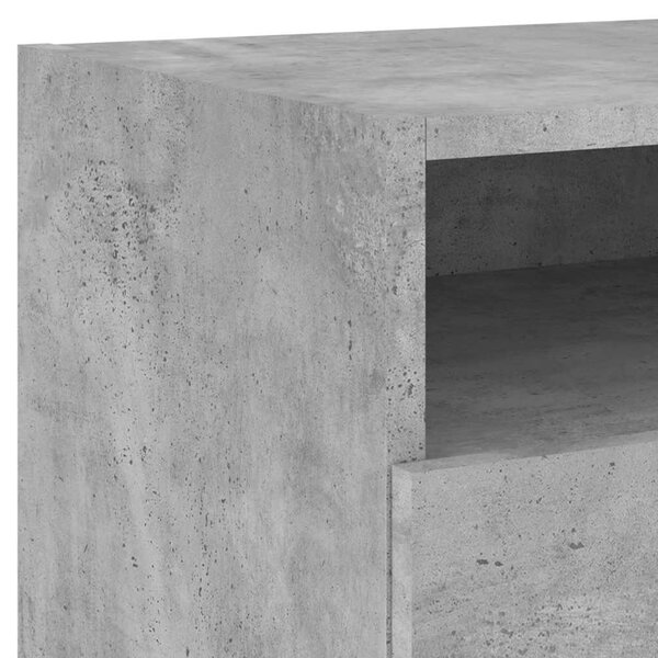 Betonszürke éjjeliszekrény LED-világítással 40 x 39 x 37 cm