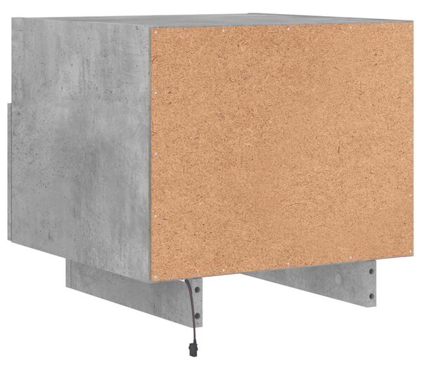 Betonszürke éjjeliszekrény LED-világítással 40 x 39 x 37 cm