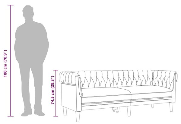 Tópszínű 3 személyes szövet Chesterfield kanapé